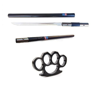 Set Sabie Tip Baston Negru 80 cm Cu Teaca și Rozetă Box